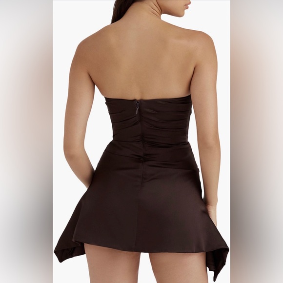 HOUSE OF CB 'Jasmine' Chocolate Draped Strapless Corset Dress Large - Picture 2 of 6